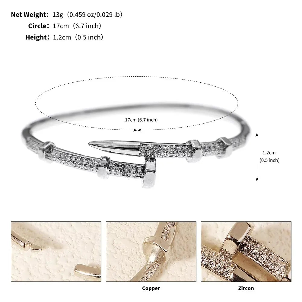 Women's Jewelry Nail Bracelets Trendy Zircon Screw Bracelet for Women Daily Party Festive Jewelry