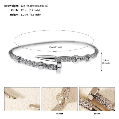 Women's Jewelry Nail Bracelets Trendy Zircon Screw Bracelet for Women Daily Party Festive Jewelry