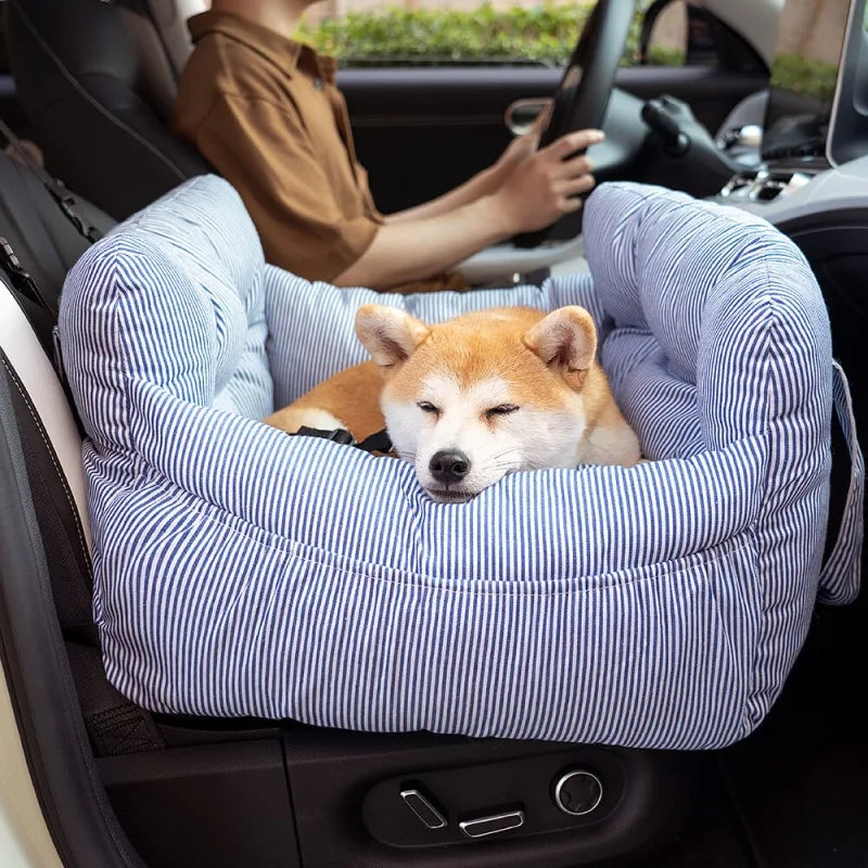 Car Dog Bed Safety Seat, Portable Pet Carrier with Seatbelt, Soft Cushion for Small Medium Dogs, Non-Slip Car Travel Accessories