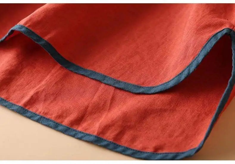 2023 Chinese Style Embroidery Blouse for Women  Summer O-neck Short Sleeve Cotton and  Linen traditional Tang suit Top