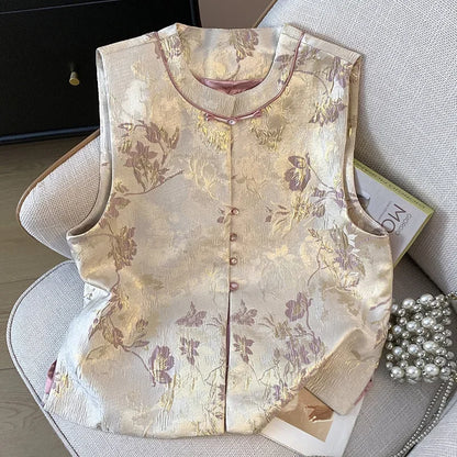 Thin Streetwear Casual Vintage Quality Chinese Ethnic Style Jacket Vests for Women Clothing Coats Fashion Clothes Embroidery