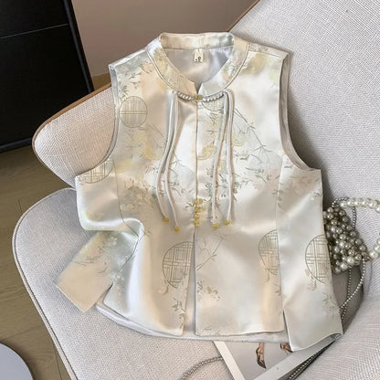 Thin Streetwear Casual Vintage Quality Chinese Ethnic Style Jacket Vests for Women Clothing Coats Fashion Clothes Embroidery