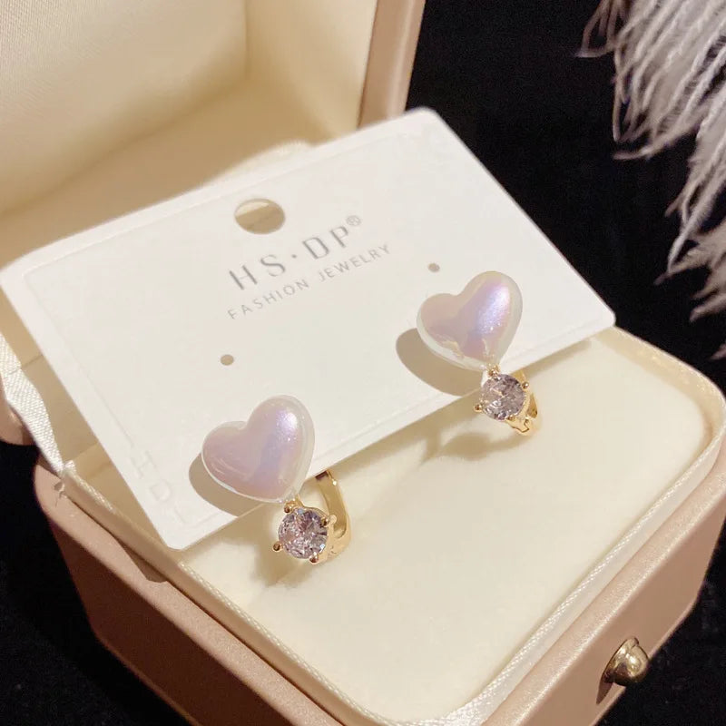 New Trend Simulation Pearl Long Earrings Women's Flower Rhinestone Wedding Pendant Earrings Fashion Korean Jewelry Earrings