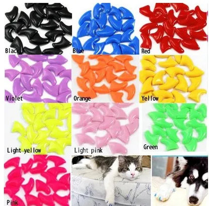 14 Colors Soft Dog Pet Nail Caps Claw Control Paws off + 5pcs Adhesive Glue Size XS S M L XL XXL
