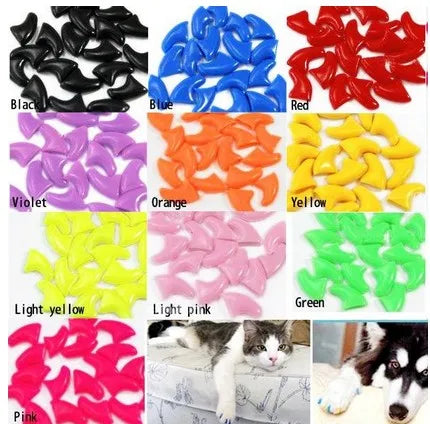 14 Colors Soft Dog Pet Nail Caps Claw Control Paws off + 5pcs Adhesive Glue Size XS S M L XL XXL