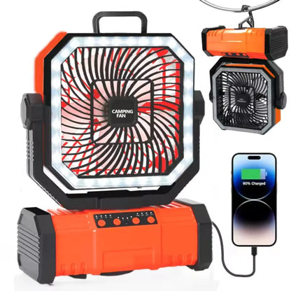 Multifunctional Portable Cooling Fan 20000mAh Waist‑clip Fan,Folding Hand‑held Turbo Fan,270°Rotatable Camping Fan With LED Light Outdoor Rechargeable Mini Air Cooler For Camping Working Travel