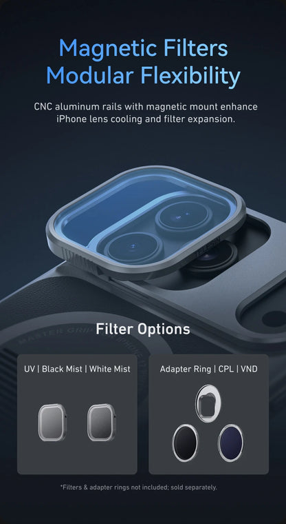 TELESIN Magnetic Master Grip Kit for iPhone 17 Pro ProMax Phone Camera Grip Standard Kit Graphene Cooling Case Handle Holder