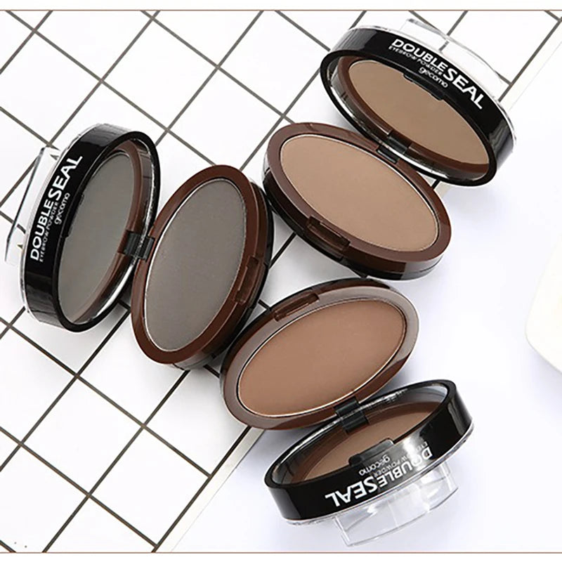 2 Color Eyebrow Powder Stamp Kit Quick Make Up Perfect Brow Shape Reusable Eyebrow Seal Stamp Brow Stencil Powder Palette