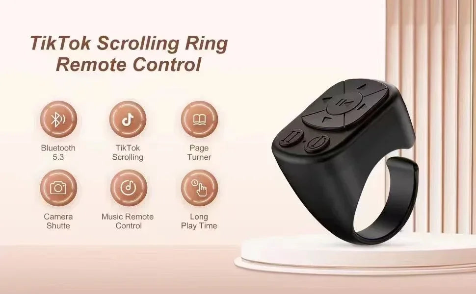 Remote Control Is Suitable for iPhone iPad Bluetooth Page Turning Ring Roller Both Camera Remote Control Function Compatible