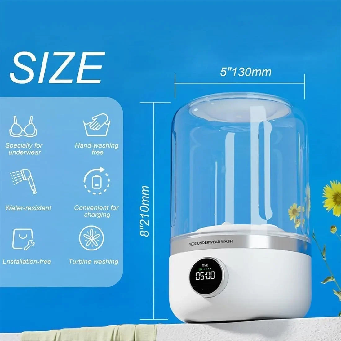 Wireless washing machine portable underwear cleaner 1L mini Socks Washing Machine Dehydratable Laundry Bucket