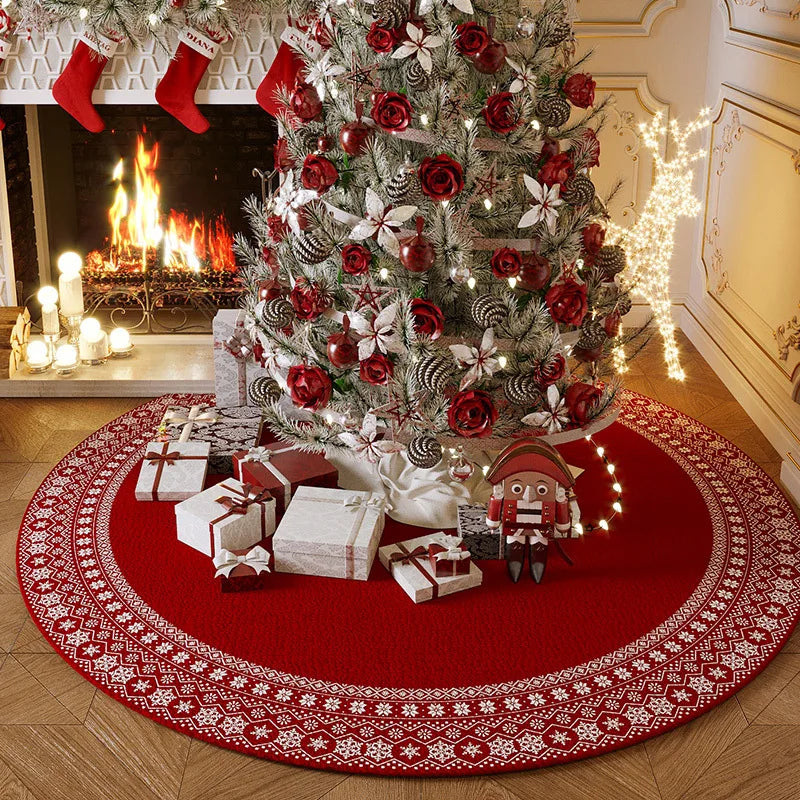 Christmas Tree Decoration Mat Large Area Christmas Circular Carpet Washable Anti Slip Carpet New Year Atmosphere Mat Decoration