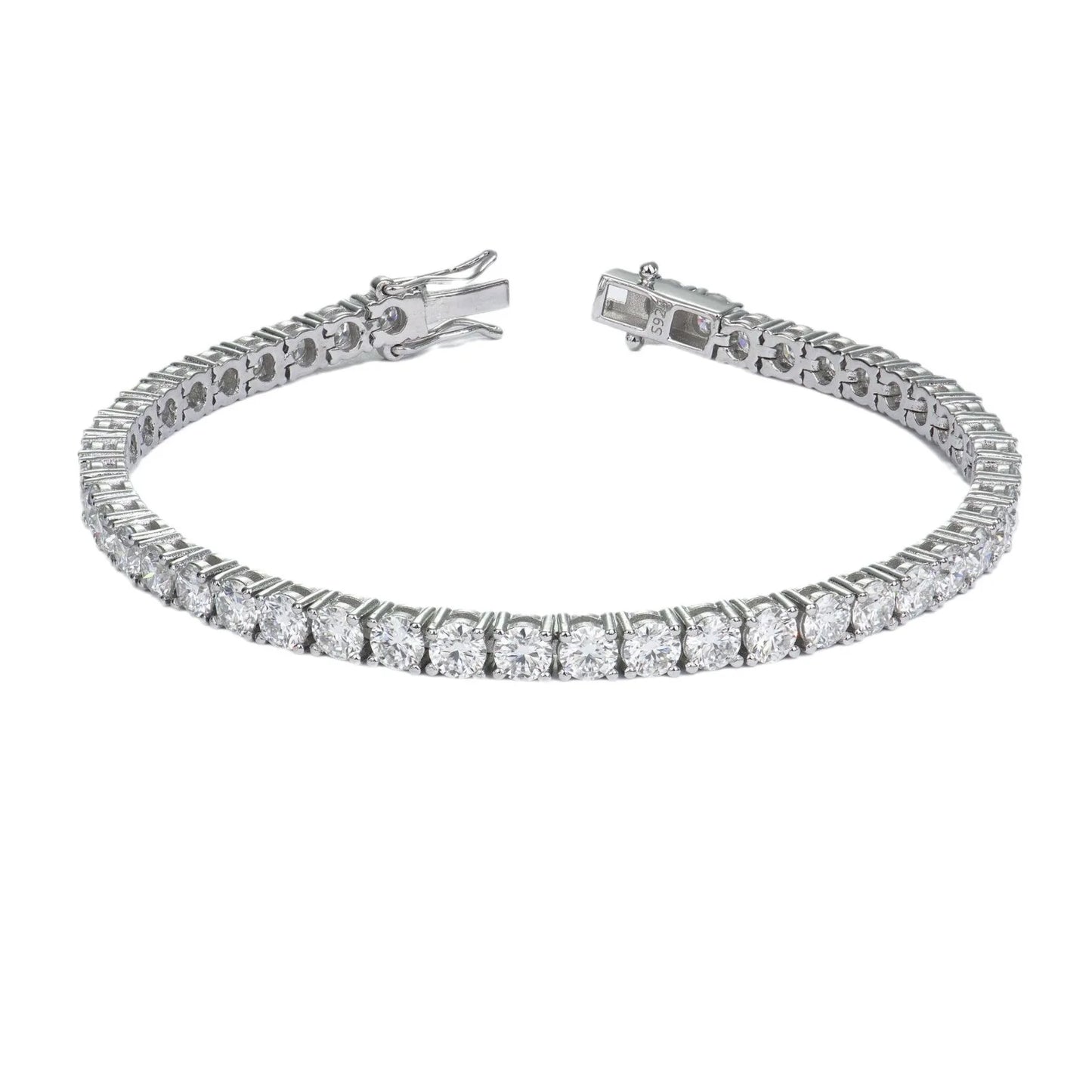 MooSuun 3mm--6.5mm Moissanite Diamond Tennis Bracelet for Women Men Luxury Fine Jewelry Pass Test S925 Sterling Silver