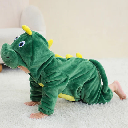 MICHLEY Carniva Baby Rompers Winter Clothes Flannel Hooded Bodysuits Pajamas Animals Overall Jumpsuit For Girls Boys Kids