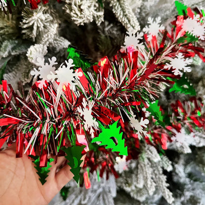 2M Christmas Snowflake Tinsel Garland Xmas Tree Decoration Christmas Metallic Twist Garland Ceiling Hanging New Year Party Decor