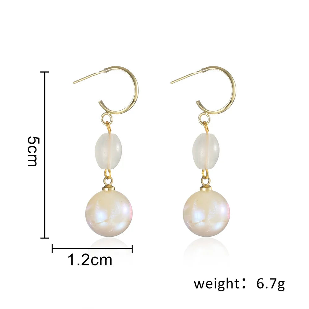 New Trend Simulation Pearl Long Earrings Women's Flower Rhinestone Wedding Pendant Earrings Fashion Korean Jewelry Earrings