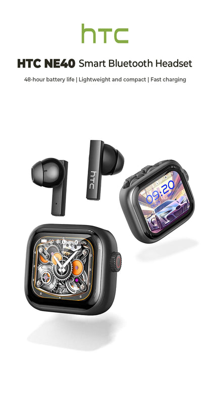 [Ultra HD Screen] HTC NE40 Earphones Bluetooth V6 TWS Sports Wireless Headphones AI Translator Earbud In-Ear Noise Reduction Mic