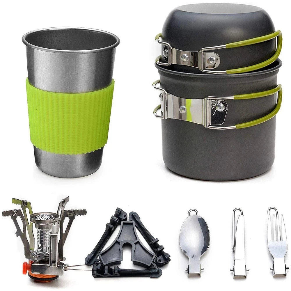 Outdoor Camping Cooking Set Optional Stove Combo Portable Cookware Tableware For Hiking Picnic Backpacking BBQ Supplies