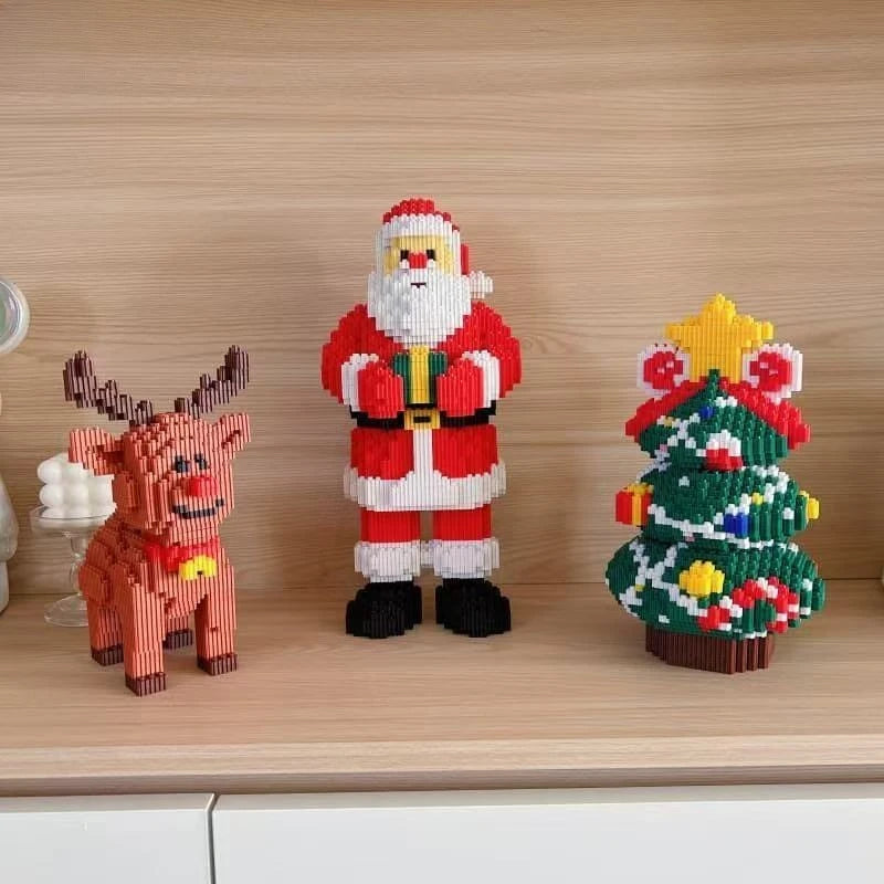 Santa Claus Elk Christmas Tree Building Blocks Toy Set Small Particle Bricks Building Blocks Toys Kids Christmas Gift