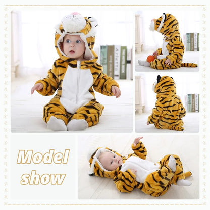 MICHLEY Carniva Baby Rompers Winter Clothes Flannel Hooded Bodysuits Pajamas Animals Overall Jumpsuit For Girls Boys Kids