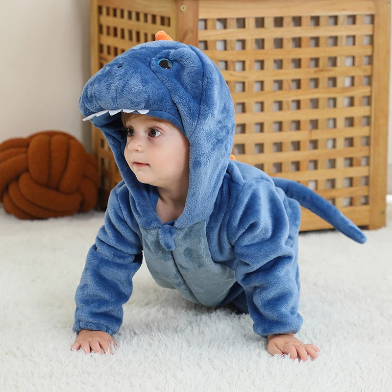 MICHLEY Carniva Baby Rompers Winter Clothes Flannel Hooded Bodysuits Pajamas Animals Overall Jumpsuit For Girls Boys Kids
