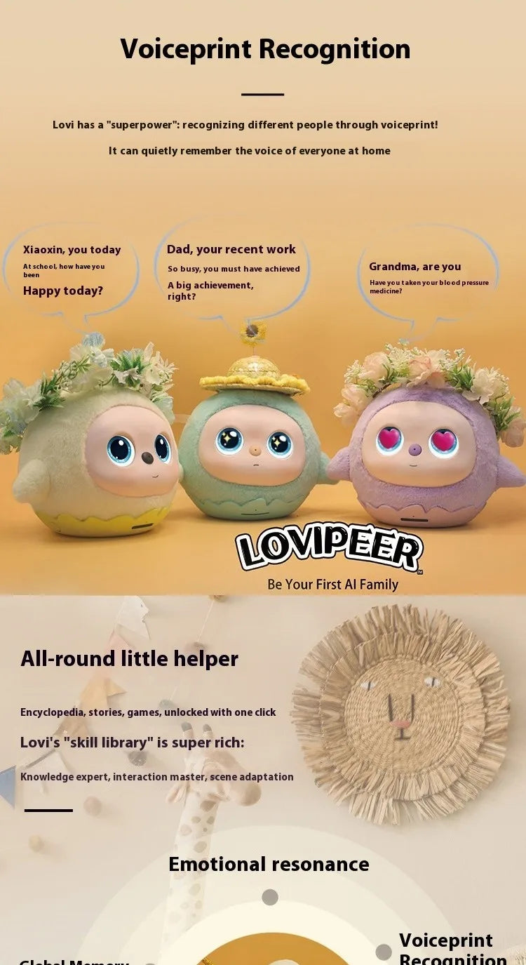 loviPeer Artificial Intelligence AI Bean Bag Deepseek Desktop Robot Conversation Chat Companion Plush Toy