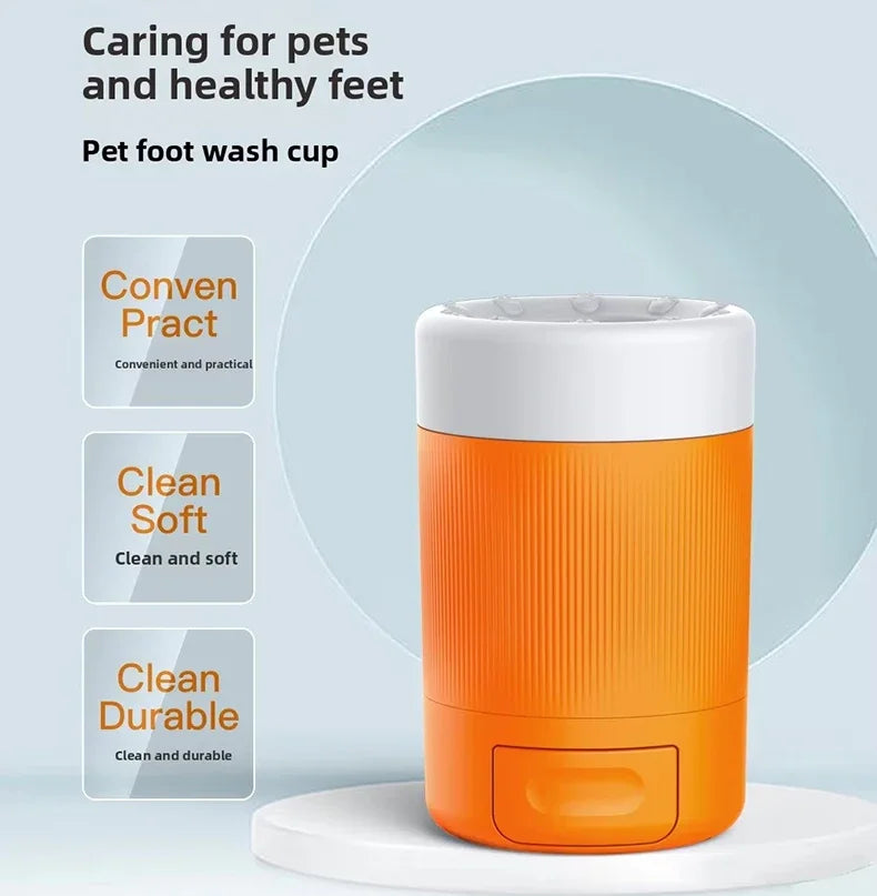 Pet Foot Washing Cup for Cat Dog Clean Grooming Artifact with Soft Silicone Brush Portable Semi Automatic Dogs Cleaning Supplies