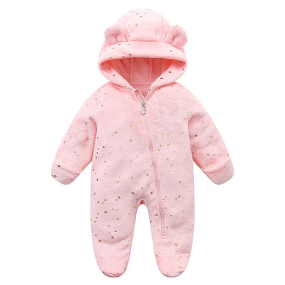 Newborn Baby Flannel Rompers Soft Warm Autumn Winter Bodysuit for Boys & Girls Cartoon Print Jumpsuit 0-19M Newborn Baby Clothes