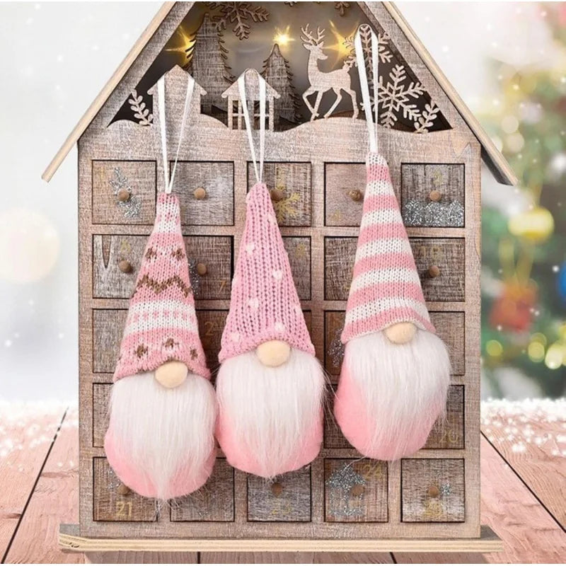 3pcs Christmas Hanging Decorations, Swedish Handmade Plush Santa Elves, Holiday Tree Ornaments, Home Christmas Decor