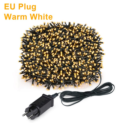 2025 New Year Decoration LED Christmas Light White/Warm/RGB Waterproof Fairy String Lights for Curtain Wedding Party Lighting