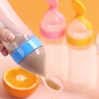 90ml/3oz Baby Silicone Spoon Feeder,Rice Paste Silicone Bottle,Squeeze Food Feeder for Infant-Perfect for Outside and Home