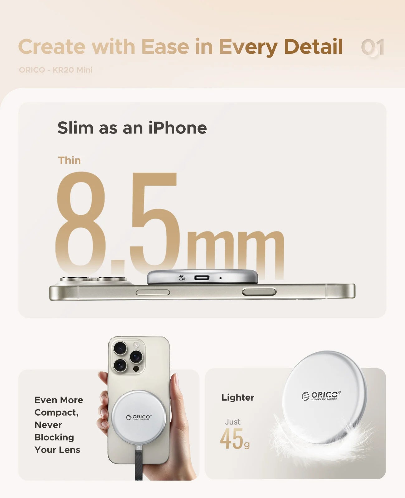 ORICO KR20Mini Magnetic External SSD for iPhone 17 16 15 Pro/Max ProRes 2000MB/s 4K ProRes HDR Record and Store