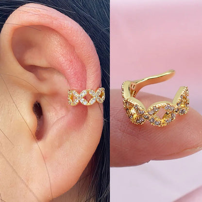 1Pc Fashion Geometry Crystal CZ  Leaf Clip Earring For Women Without Piercing Punk Vintage Star Ear Cuff Wrap Adjustable Jewelry