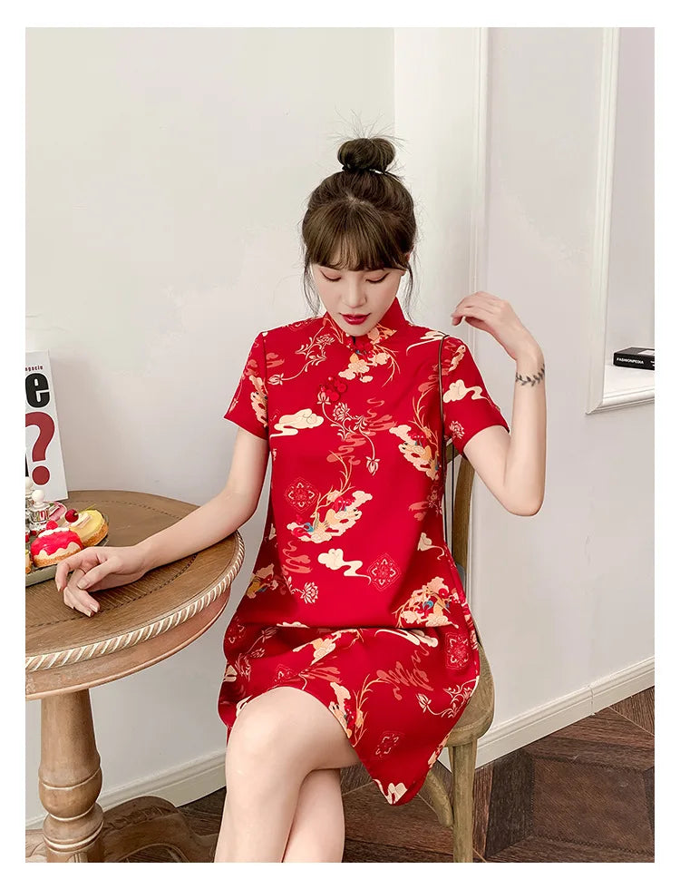 Chinese Traditional Dress Qipao for Women Fashion Vintage Lace Cheongsam Vestidos Autumn Sexy Elegant Party Wedding Clothing