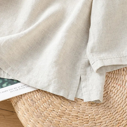 Chinese Style Women's Blouses Korean Embroidery Shirt FASHION Loose Spring/Summer Cotton Linen Clothing Three Quarter Women Tops