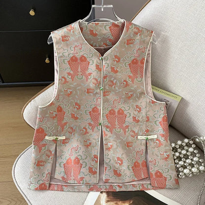 Thin Streetwear Casual Vintage Quality Chinese Ethnic Style Jacket Vests for Women Clothing Coats Fashion Clothes Embroidery