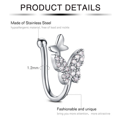 1Pcs Stainless Steel Nose Ring Hoop C Shape Septum Rings Non Piercing Ear Clip Earring Fake Nose RingsWomen Piercing Jewelry