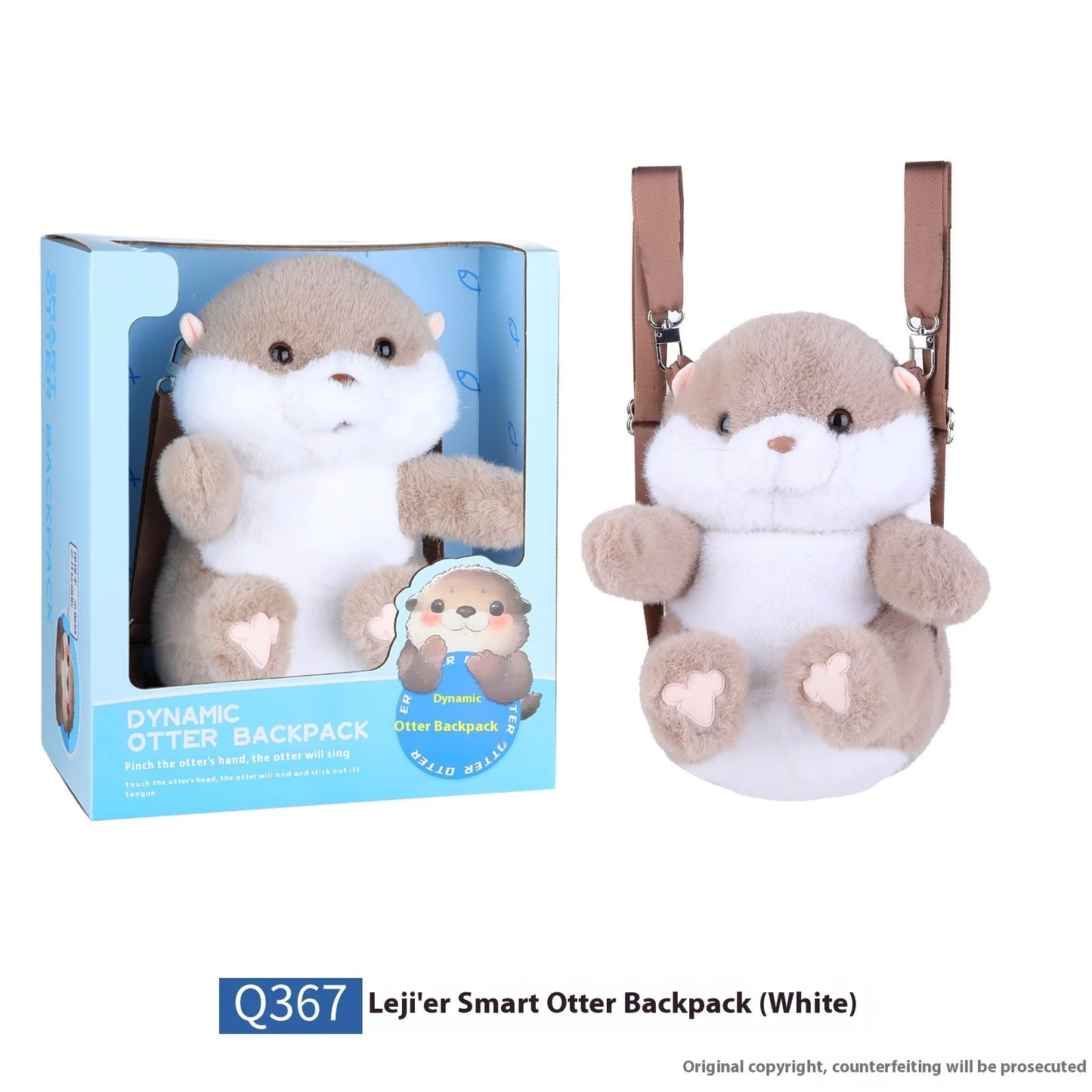 Cute Little Animal Cartoon Backpack Otter Backpack Intelligent Plush Toys Can Sing Stick Out Your Tongue A Birthday Present