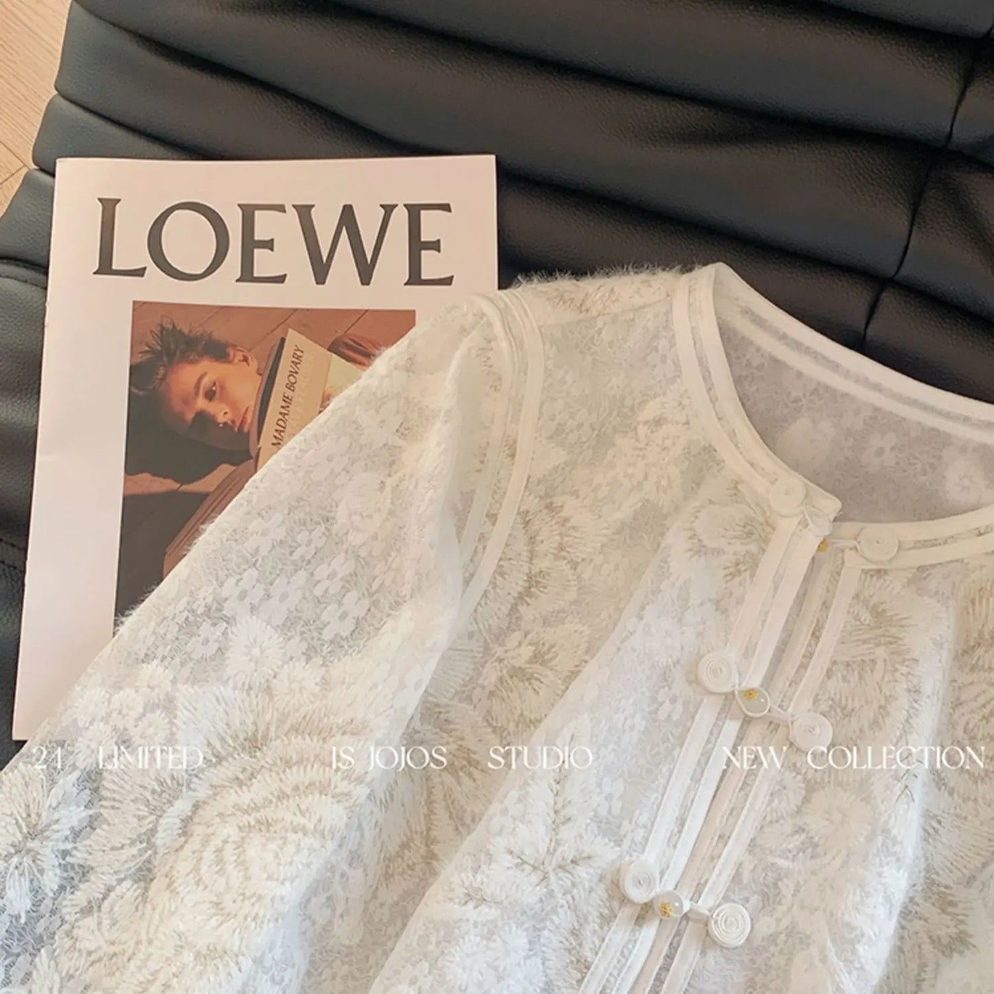 Heavy Industry Lace Hollow Shirt Underwear for Women's Spring New Style Retro Button New Chinese Style Top