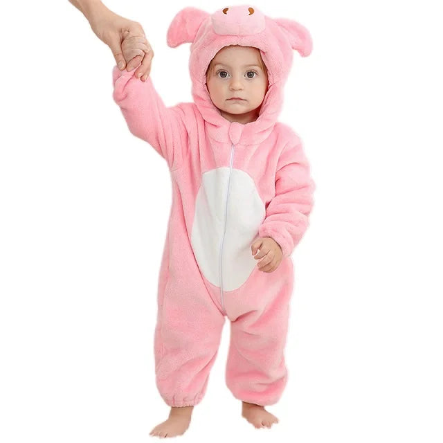 MICHLEY Carniva Baby Rompers Winter Clothes Flannel Hooded Bodysuits Pajamas Animals Overall Jumpsuit For Girls Boys Kids