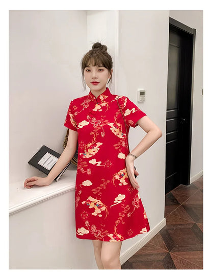 Chinese Traditional Dress Qipao for Women Fashion Vintage Lace Cheongsam Vestidos Autumn Sexy Elegant Party Wedding Clothing