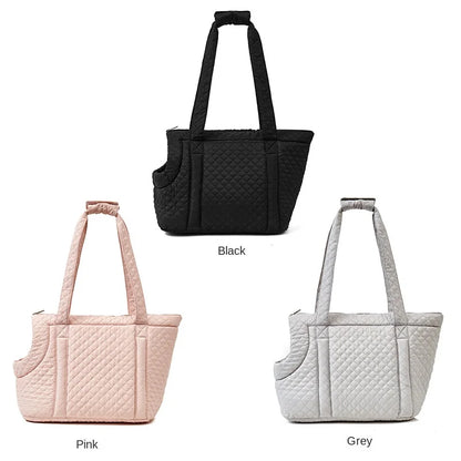 Pet Handbag Autumn and Winter Ultra-Light Quilted Cotton Pet Carrying Bag Single Shoulder Cat Outing Bag