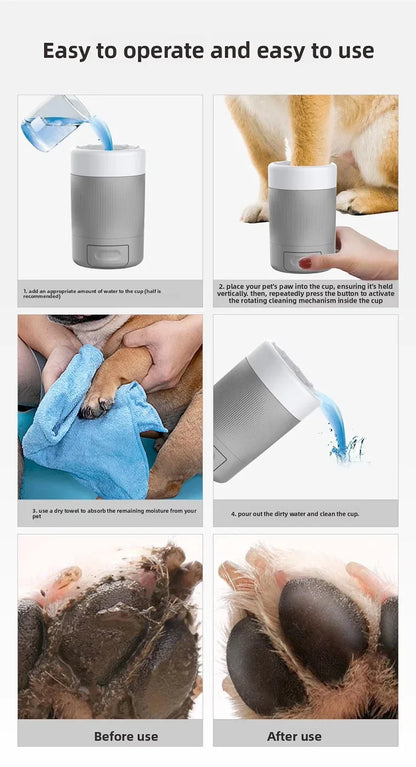 Pet Foot Washing Cup for Cat Dog Clean Grooming Artifact with Soft Silicone Brush Portable Semi Automatic Dogs Cleaning Supplies