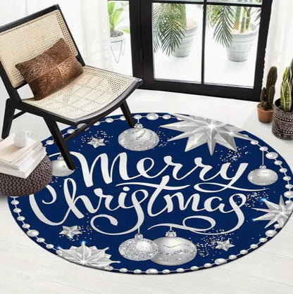 Christmas Tree Decoration Mat Large Area Christmas Circular Carpet Washable Anti Slip Carpet New Year Atmosphere Mat Decoration