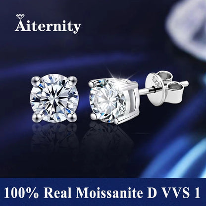 Moissanite Earrings for Women Pass Diamond Test Pen 100%  With Certificate Ear Studs 925 Sterling Silver Fine Jewelry