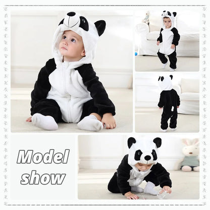 MICHLEY Carniva Baby Rompers Winter Clothes Flannel Hooded Bodysuits Pajamas Animals Overall Jumpsuit For Girls Boys Kids