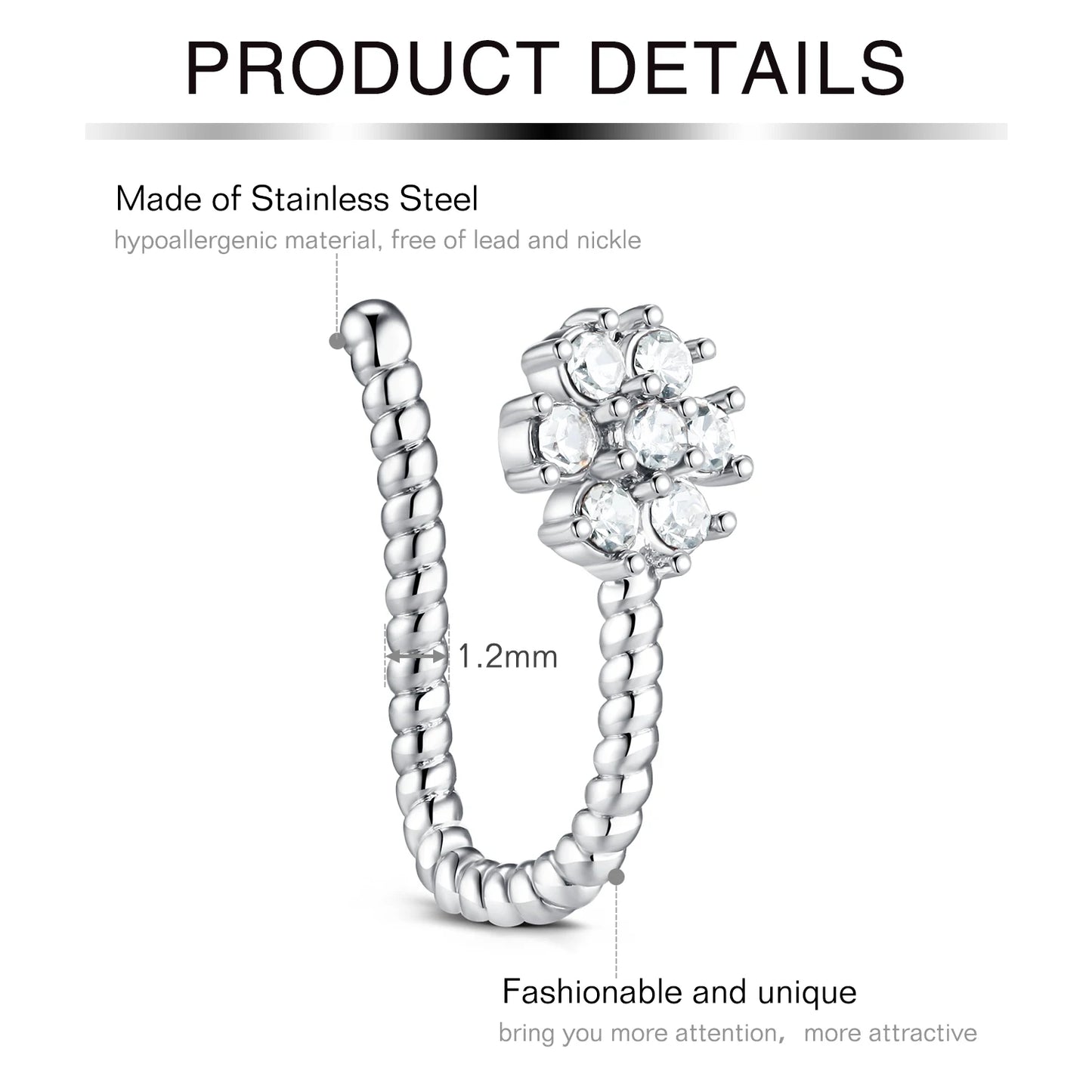 1Pcs Stainless Steel Nose Ring Hoop C Shape Septum Rings Non Piercing Ear Clip Earring Fake Nose RingsWomen Piercing Jewelry