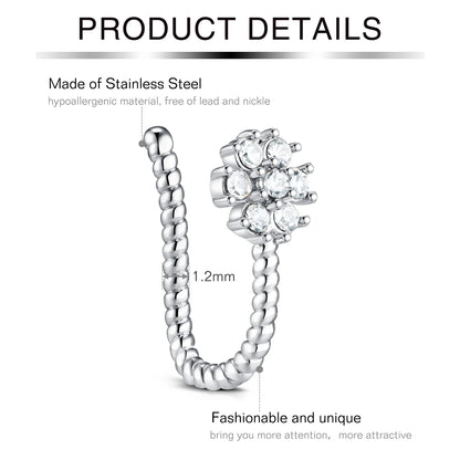 1Pcs Stainless Steel Nose Ring Hoop C Shape Septum Rings Non Piercing Ear Clip Earring Fake Nose RingsWomen Piercing Jewelry