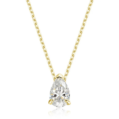 Smyoue Certified 1CT 2CT Pear Cut D VVS1 Moissanite Necklace for Women 18k Gold Plated Jewelry 100%  Sterling Silver 925 Pendant