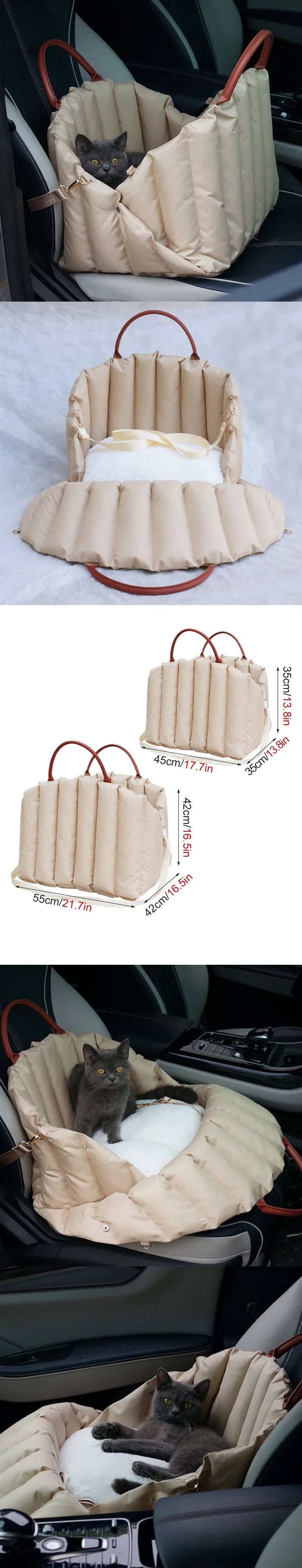 Portable Pet Dog Bag for Travel Luxury Handbag Winter Warm Removable Portable Outdoor Travel Safety Seat Bag Cat supplies