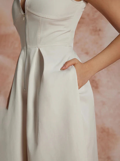 High Waisted Loose Pockets Jumpsuits
